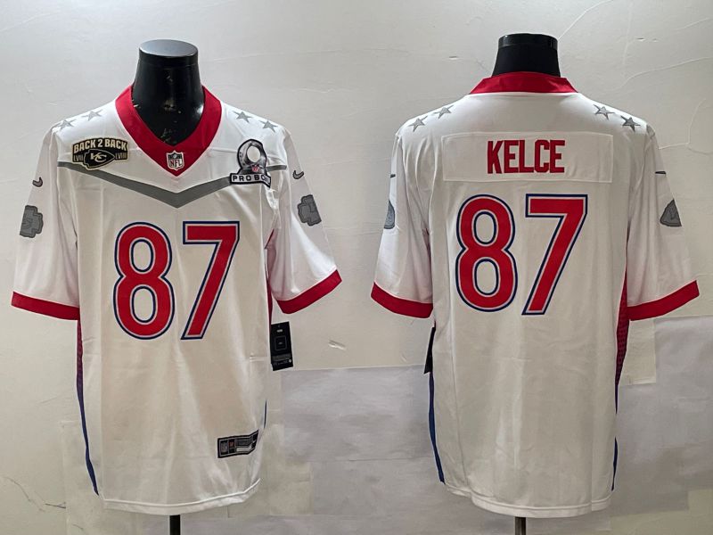 Men Kansas City Chiefs #87 Kelce White All star 2025 Nike Vapor Limited NFL Jersey style 4